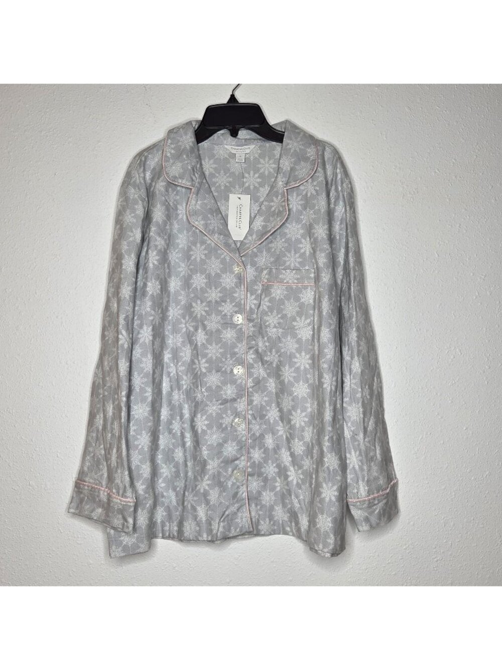 Charter Club Women's Flannel Sleep Shirt - Snowflake Geo